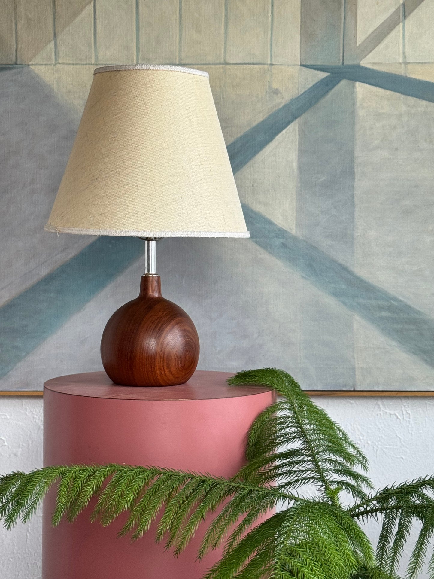 Danish Turned Teak “Onion” Table Lamp