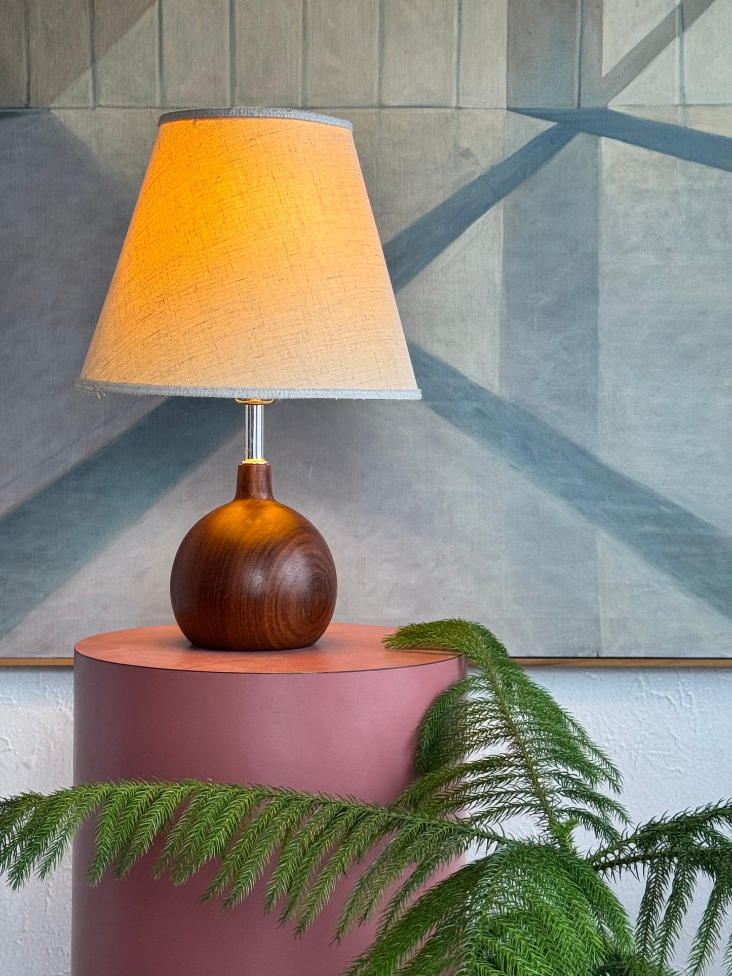 Danish Turned Teak “Onion” Table Lamp