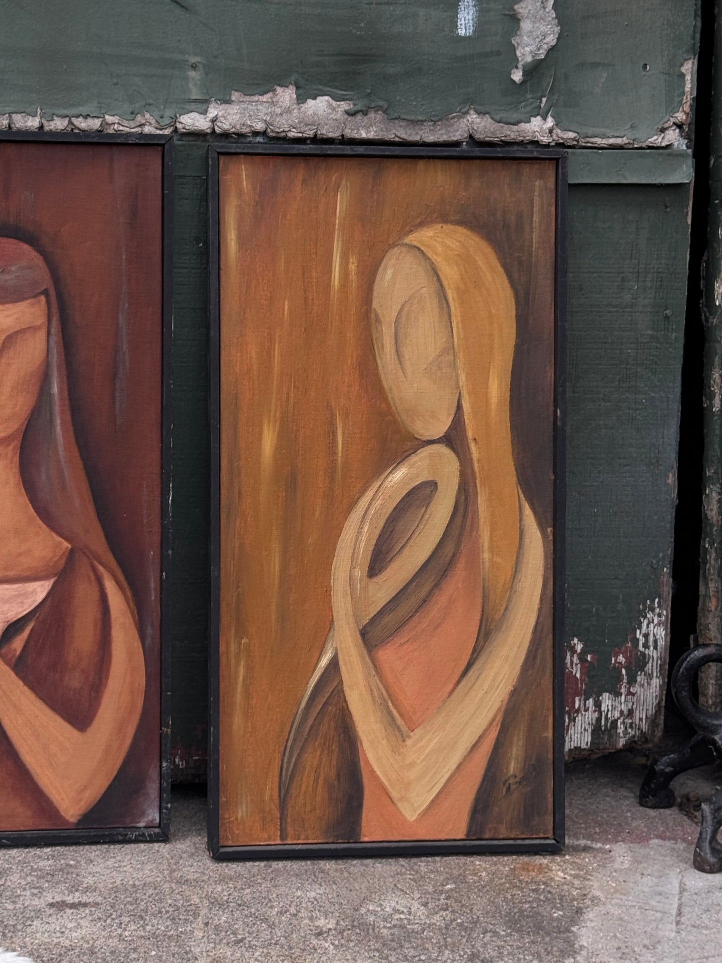 Mid Century Cubist Oil Painting 3 (yellow)