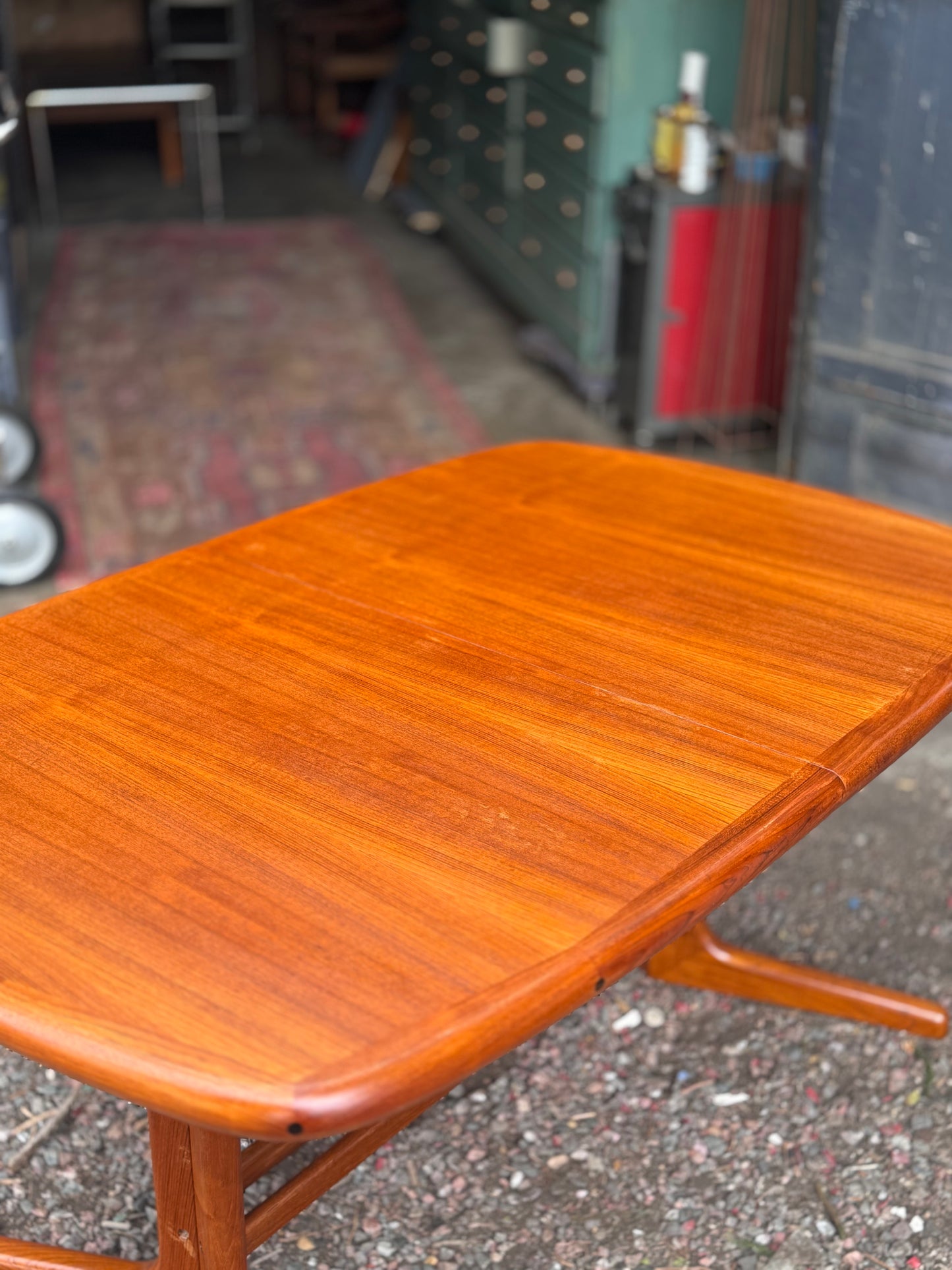 Mid Century Modern Teak Extendable Dining Table by D-Scan