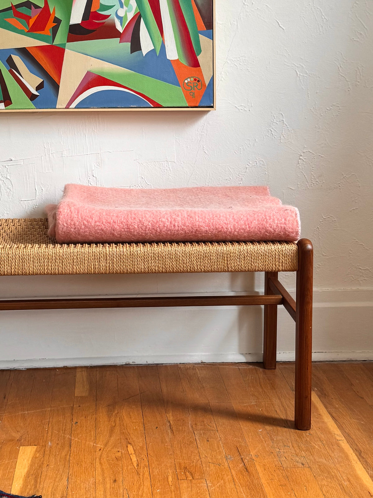 Danish Teak & Paper-cord Bench