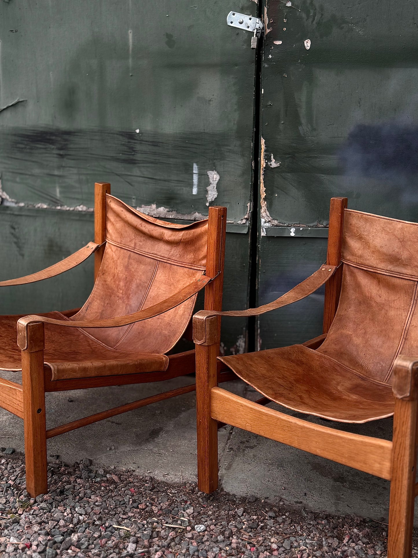 1950s Leather Sling Lounge Chairs