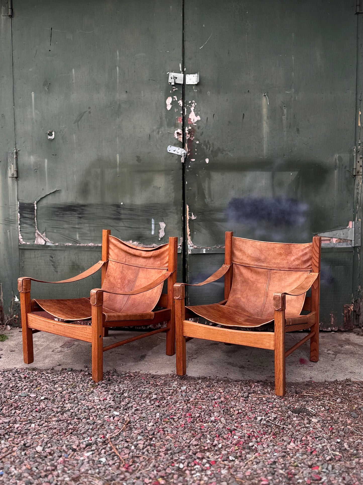 1950s Leather Sling Lounge Chairs