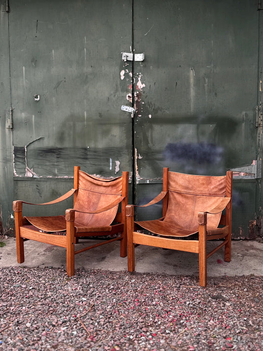 1950s Leather Sling Lounge Chairs