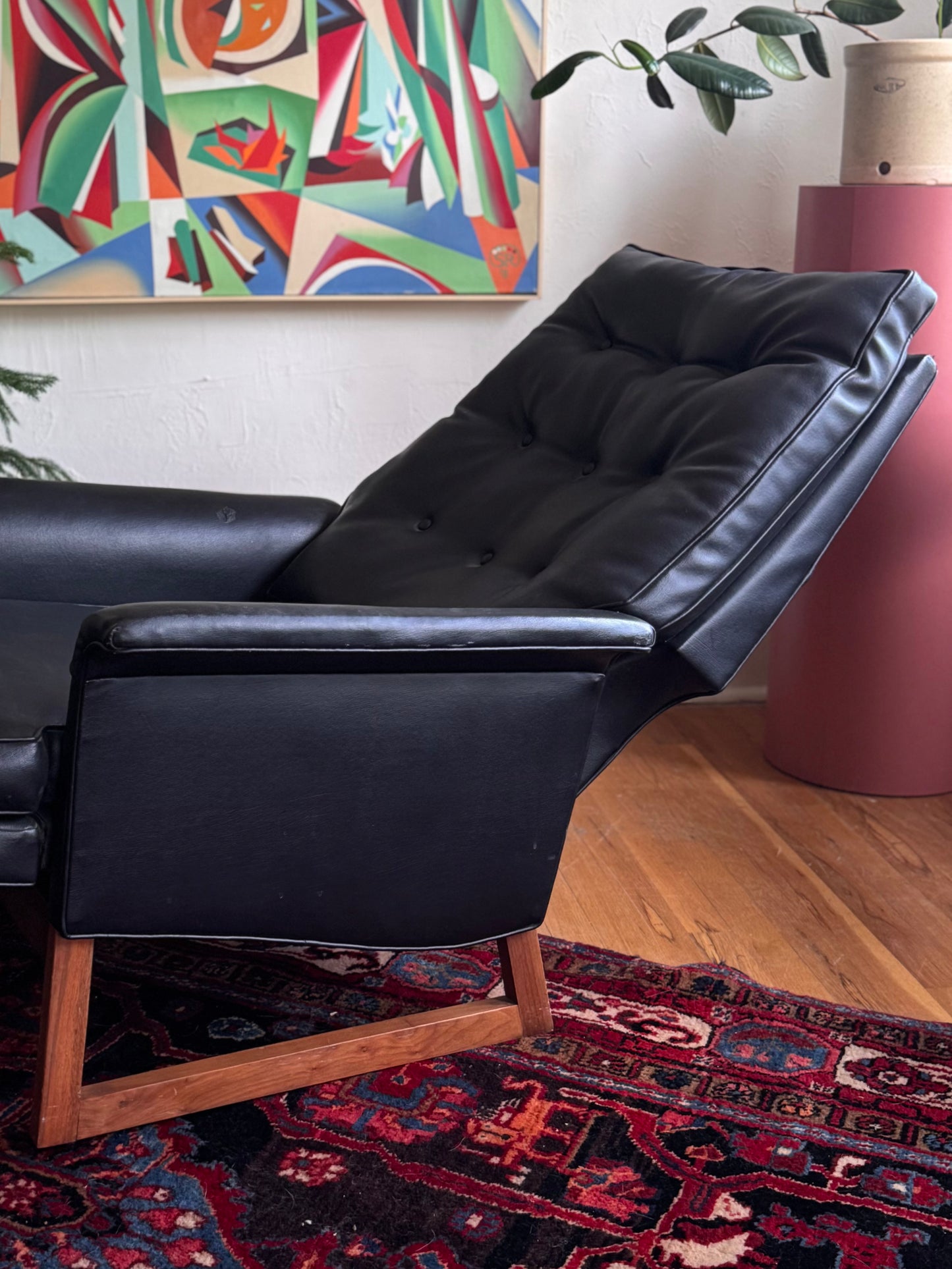 1960s Milo Baughman for Thayer Coggin Walnut Base Reclining Lounge Chair & Ottoman