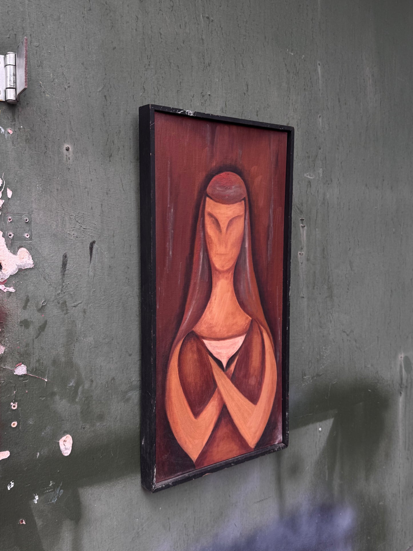 Mid Century Cubist Oil Painting 2 (Orange)