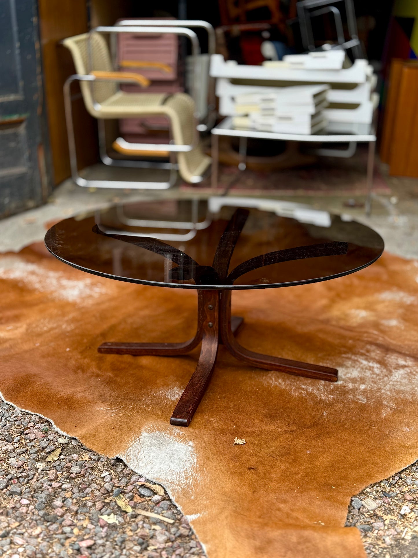 Smoked Glass Coffee Table by Ingmar Relling for Westnofa