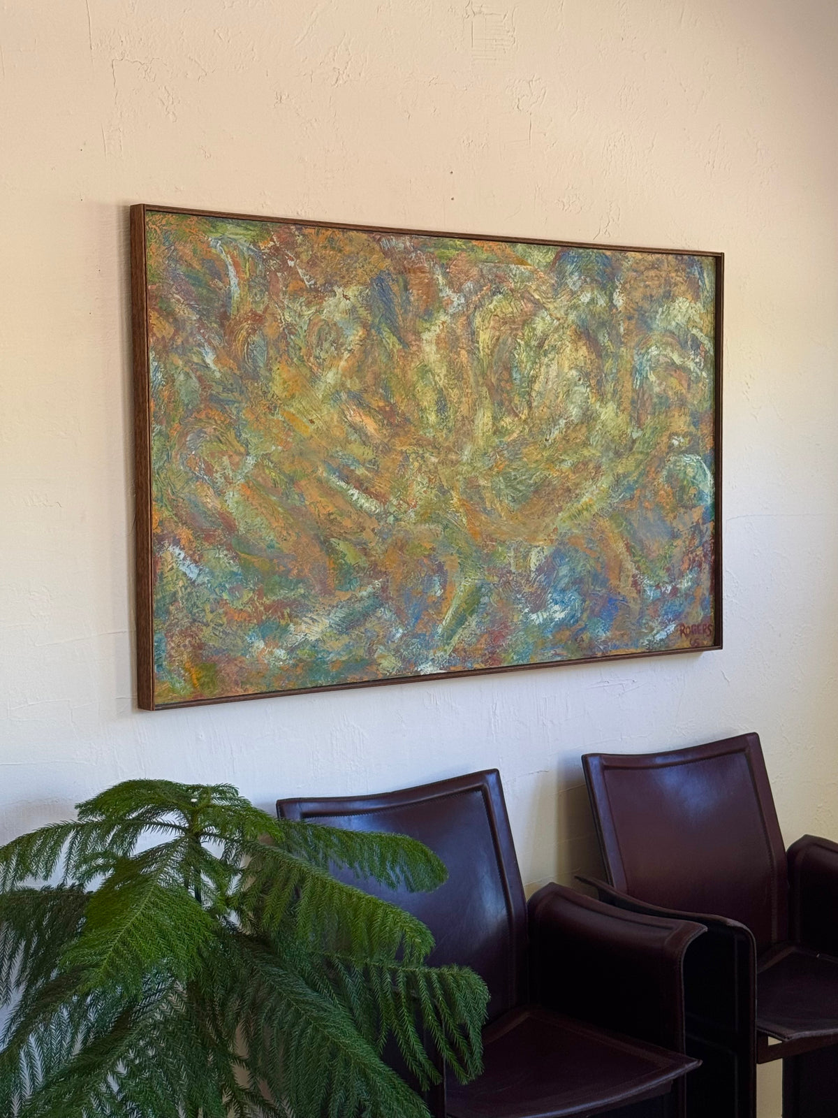 Abstract Oil Painting Signed Rogers, 1965