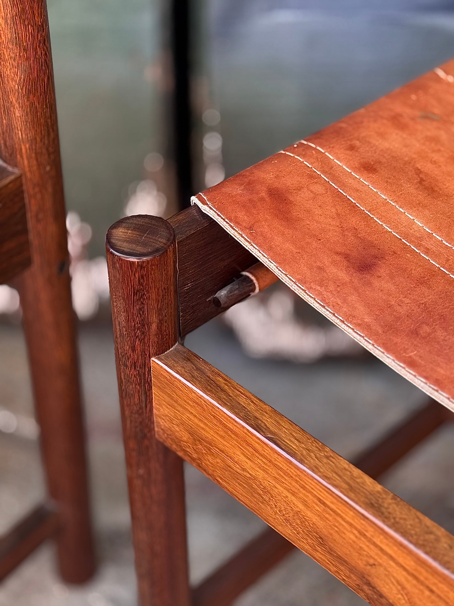Leather Sling Dining Chairs by Michael Arnoult, 1970s