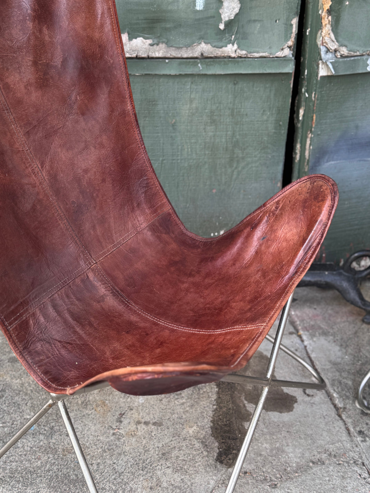 Mid Century Leather Handmade Butterfly Lounges Chair Set
