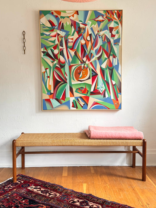 Danish Teak & Paper-cord Bench