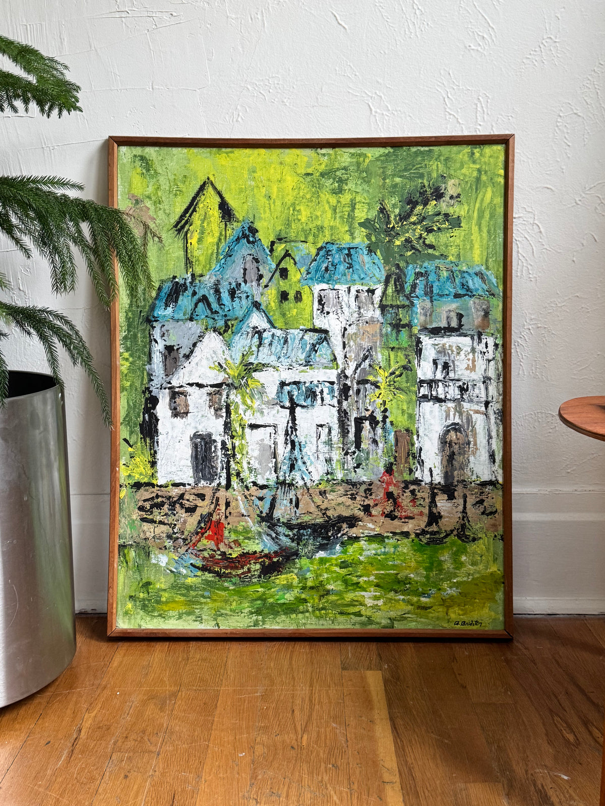 Original Oil Painting “Waterfront”by B. Bridston, 1970