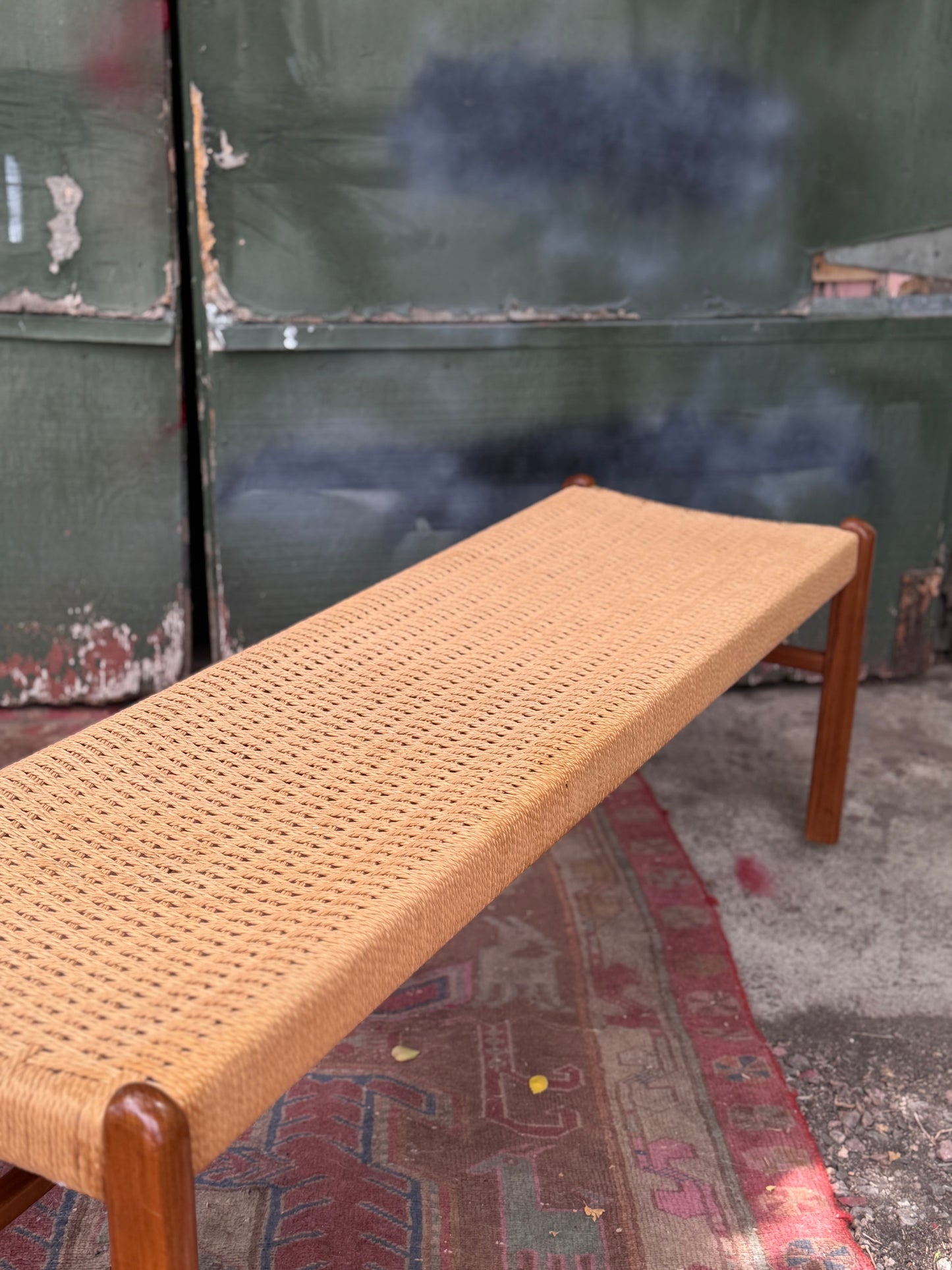 Danish Teak & Paper-cord Bench