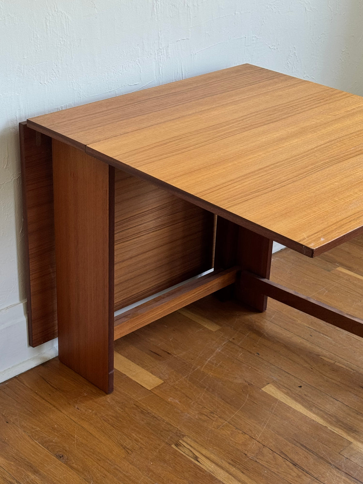 Danish Teak Flap-Leaf Hideaway Dining Table / Desk / Console