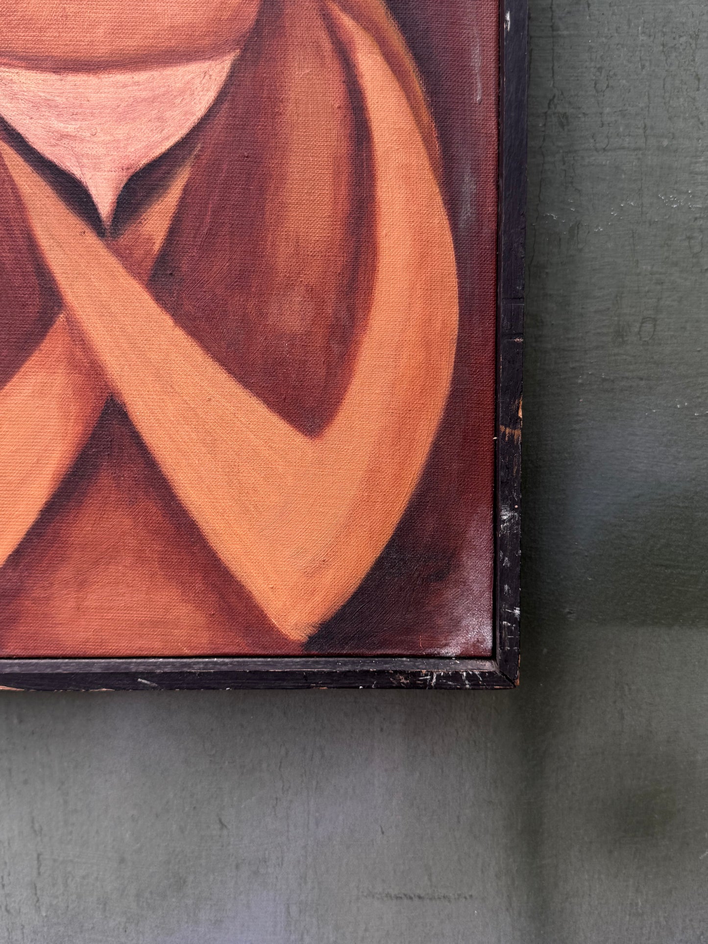 Mid Century Cubist Oil Painting 2 (Orange)