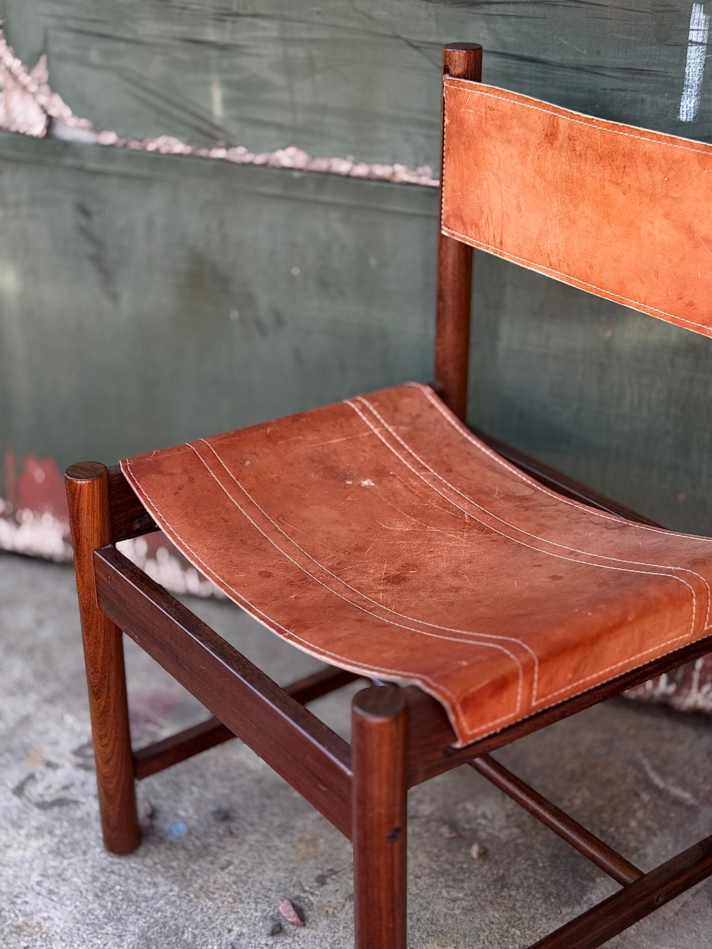 Leather Sling Dining Chairs by Michael Arnoult, 1970s