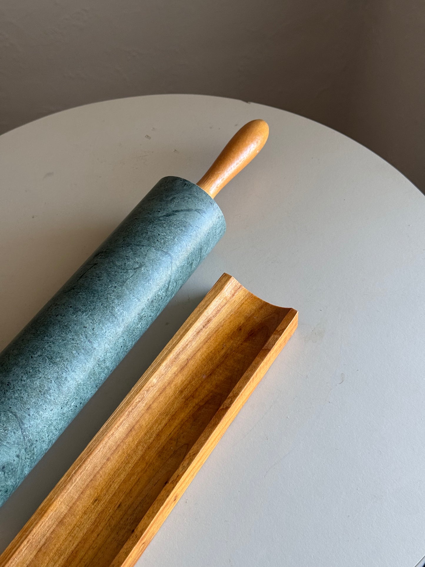 Solid Marble and Wood Rolling Pin