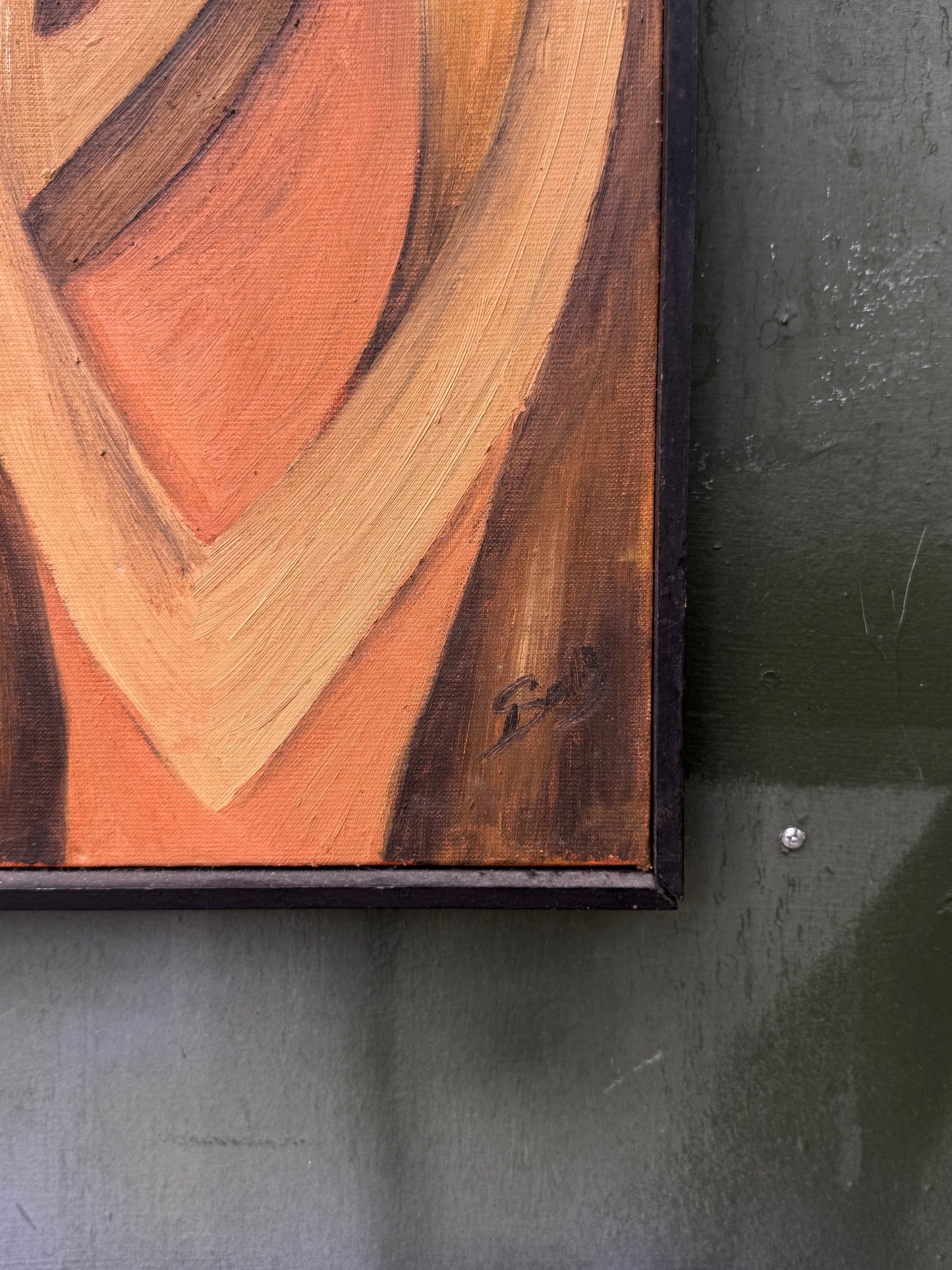 Mid Century Cubist Oil Painting 3 (yellow)