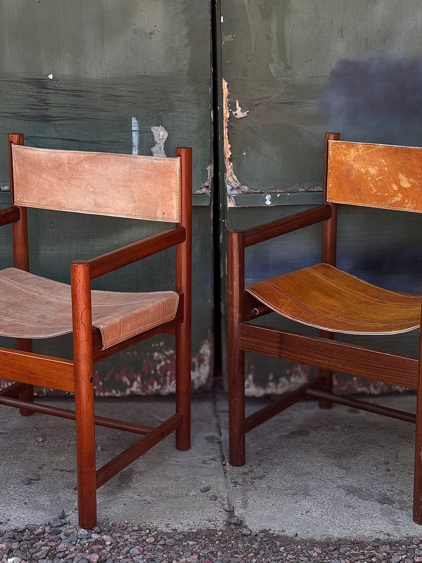 Leather Sling Dining Chairs by Michael Arnoult, 1970s