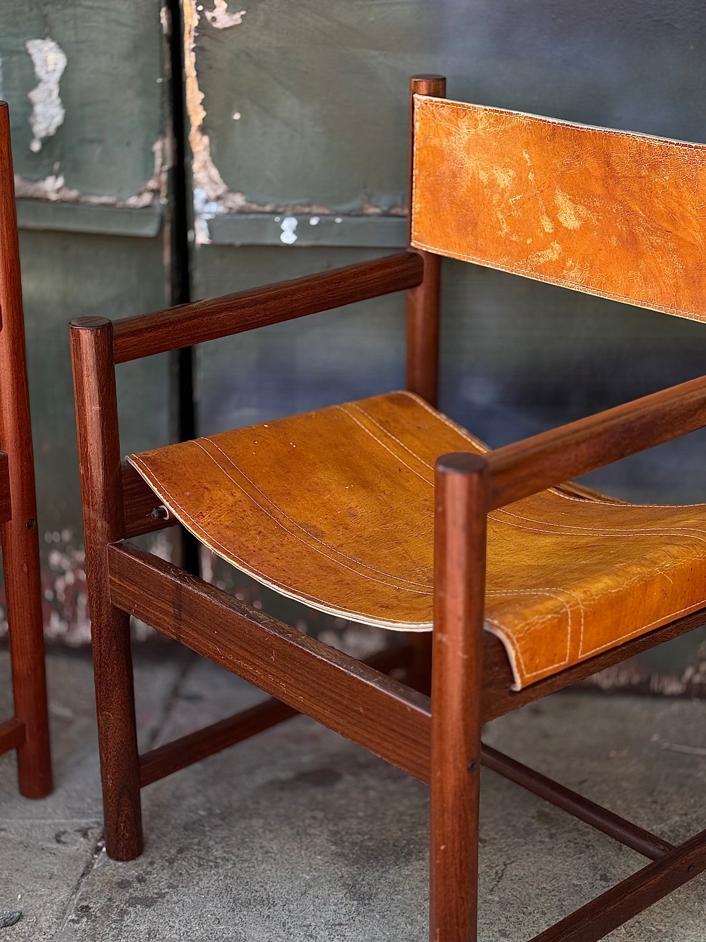 Leather Sling Dining Chairs by Michael Arnoult, 1970s