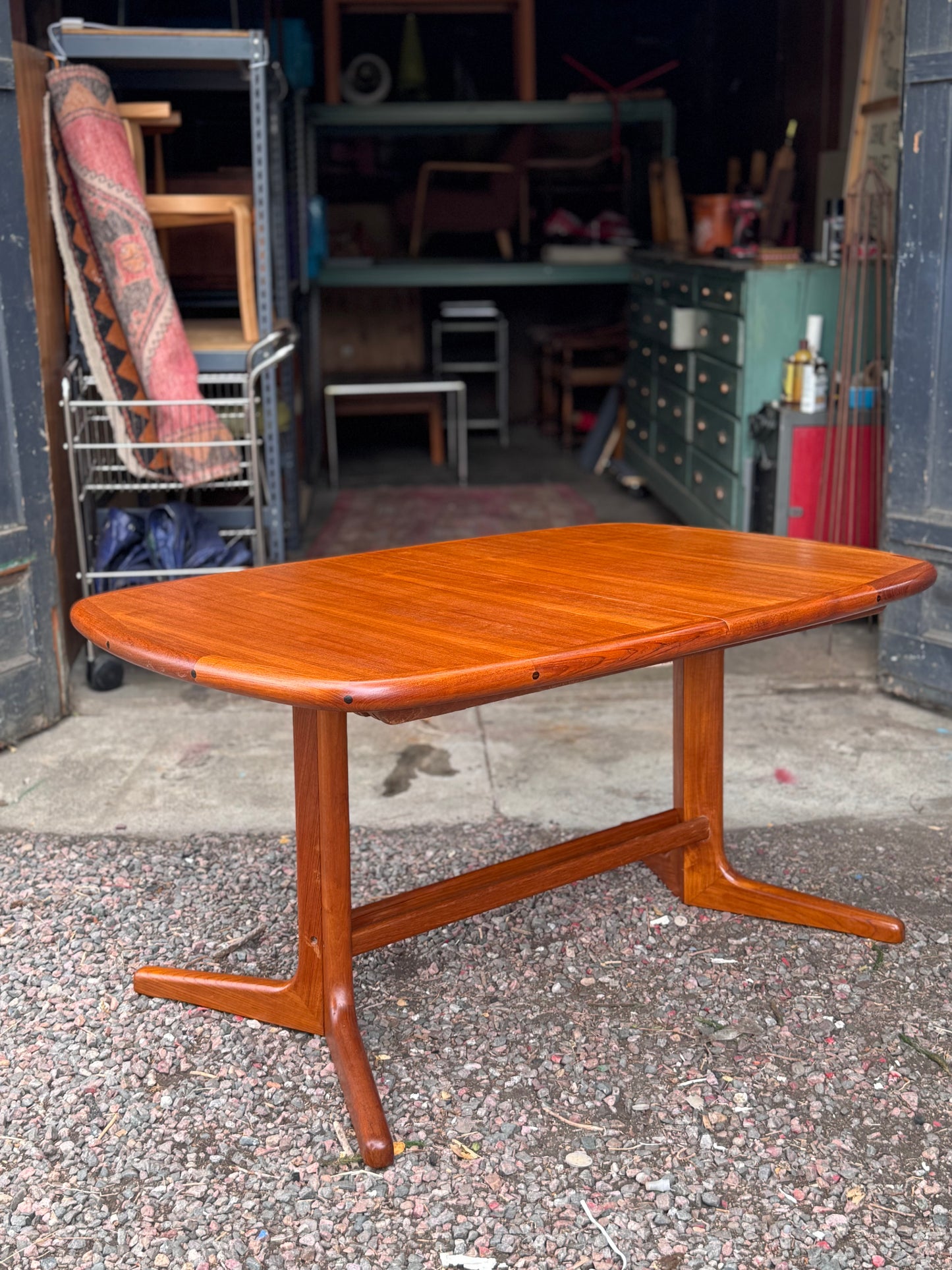 Mid Century Modern Teak Extendable Dining Table by D-Scan