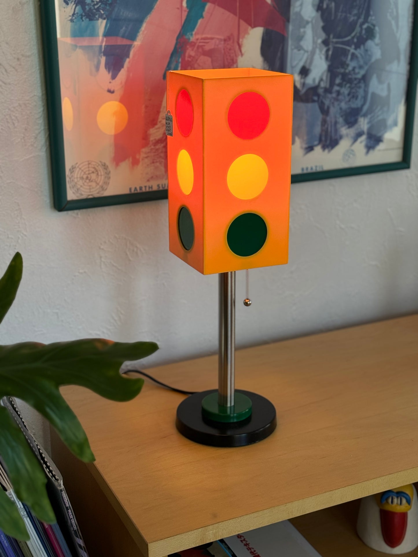 Vintage lucite traffic light lamp