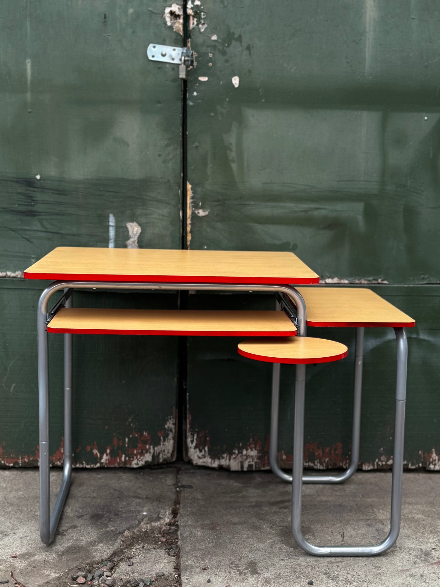 Art deco style tubular chrome modular desk