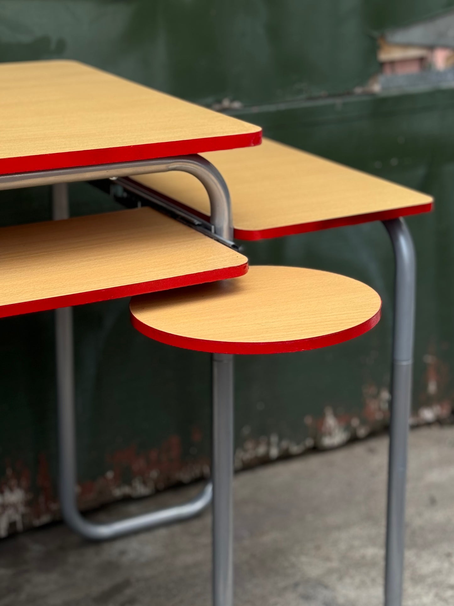 Art deco style tubular chrome modular desk