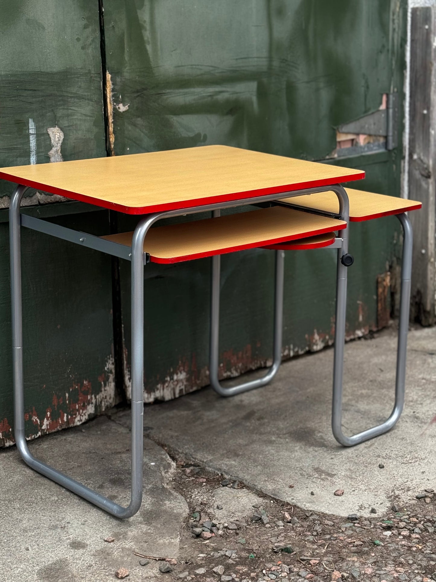 Art deco style tubular chrome modular desk