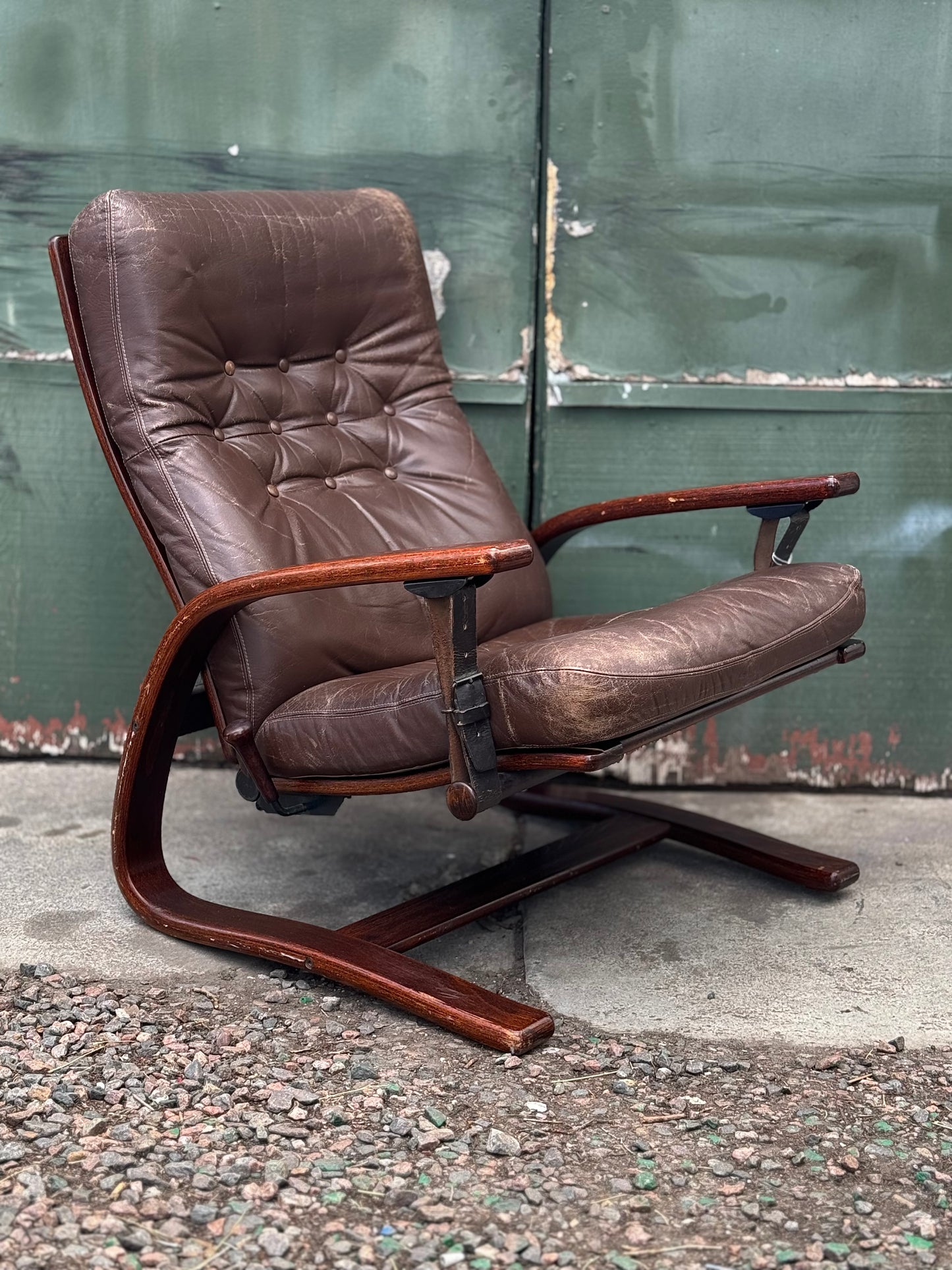 Panter leather armchair and ottoman by Arnt Lande for Westnofa, 1970s