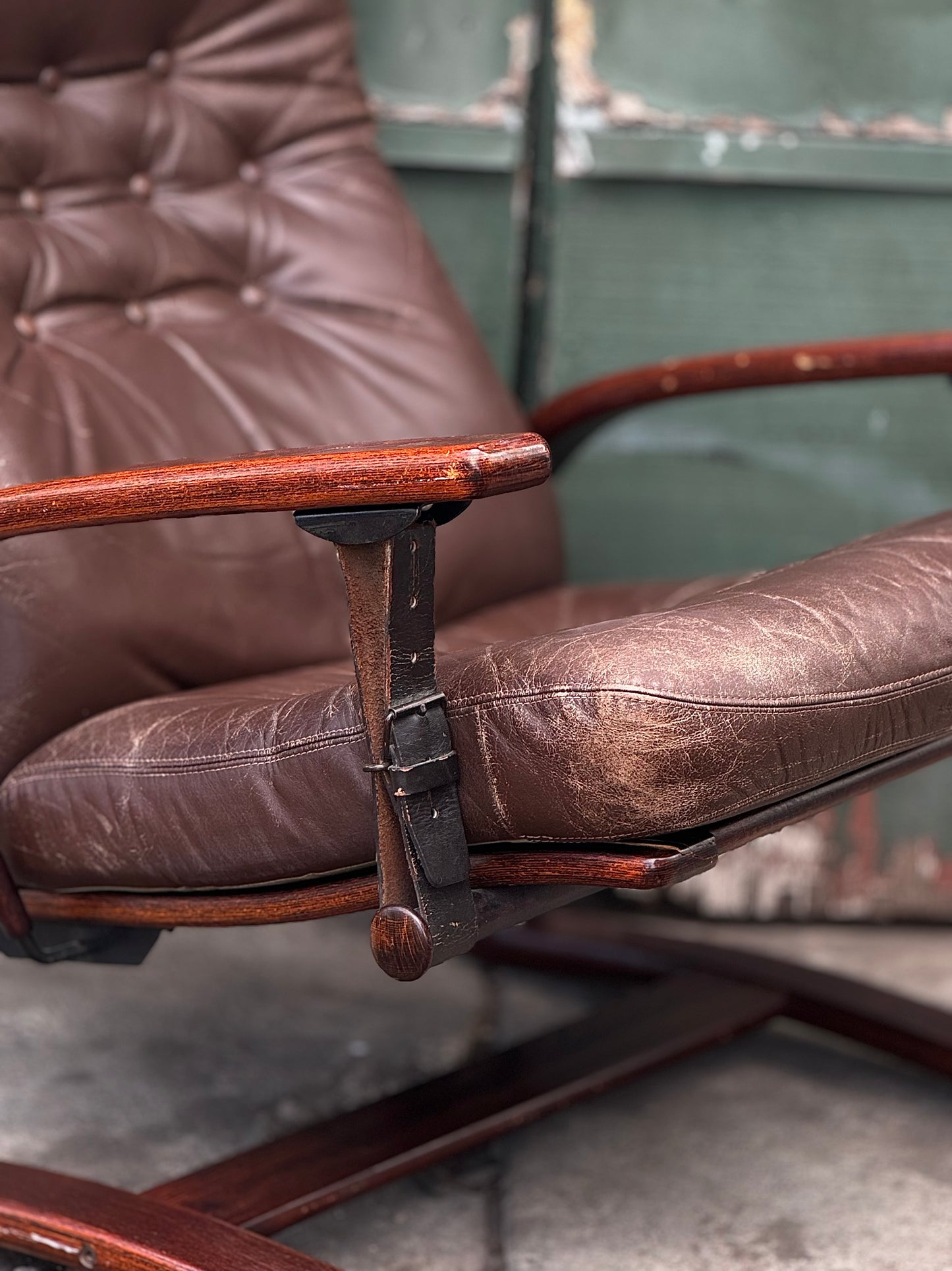 Panter leather armchair and ottoman by Arnt Lande for Westnofa, 1970s