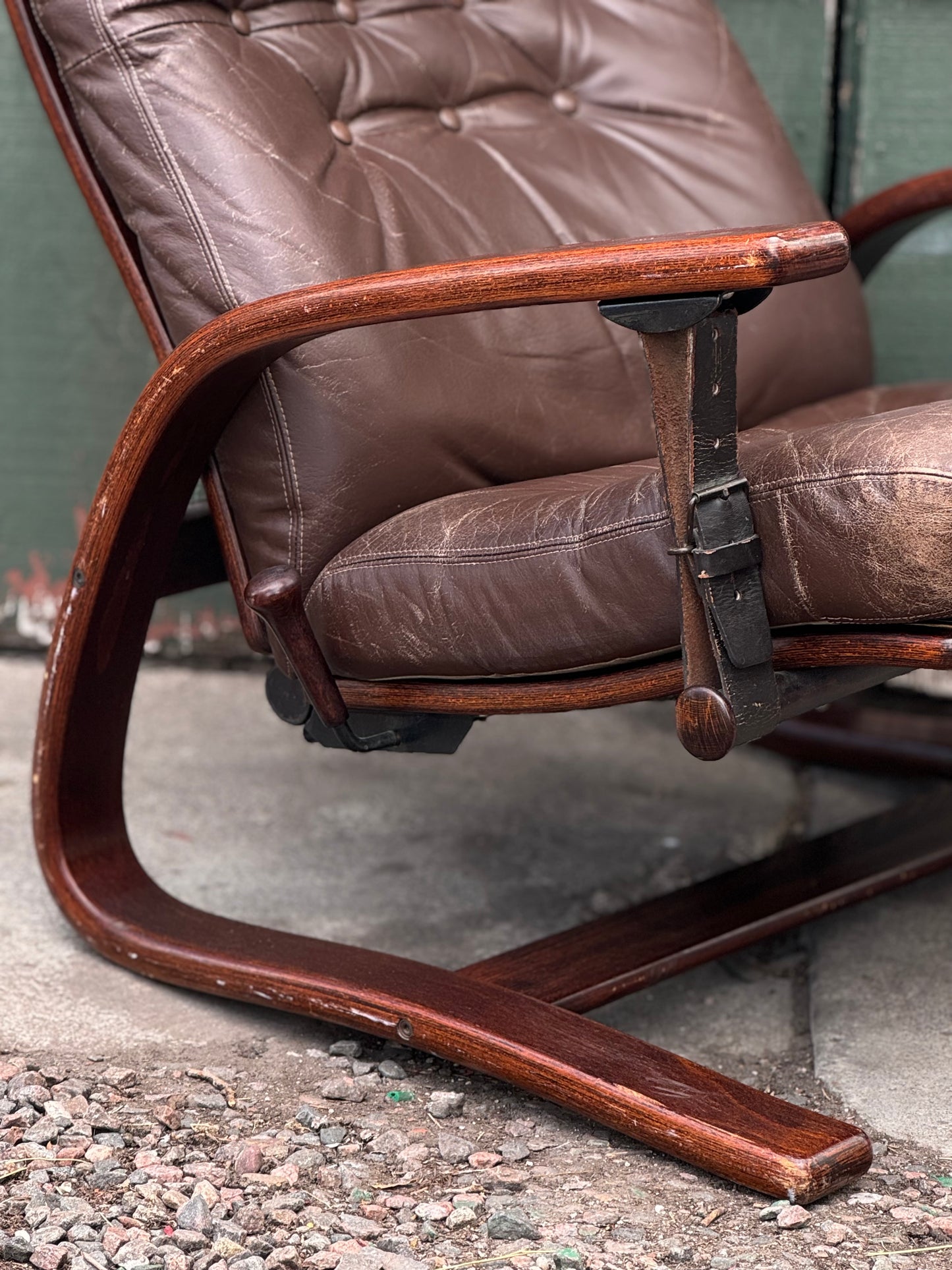 Panter leather armchair and ottoman by Arnt Lande for Westnofa, 1970s