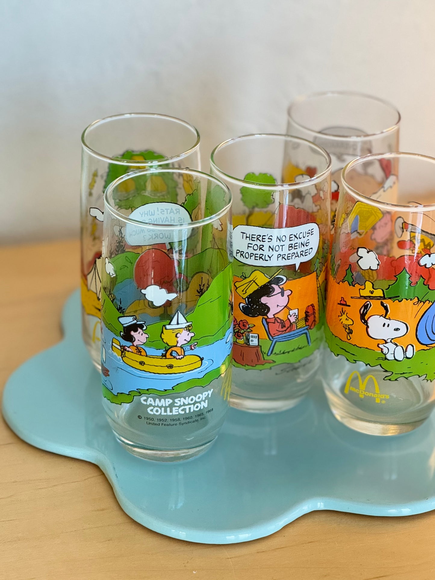 McDonald's, Peanuts mid-century Camp Snoopy drinking glass set