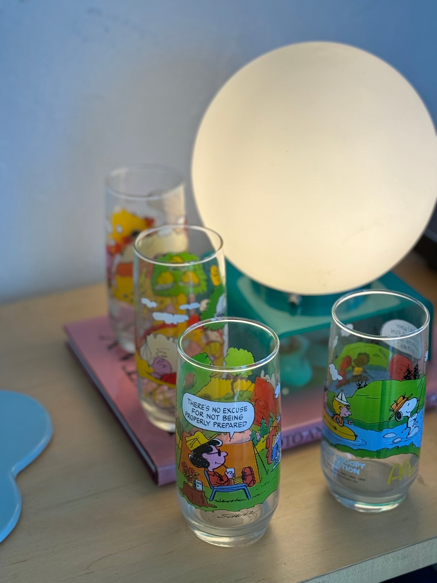 McDonald's, Peanuts mid-century Camp Snoopy drinking glass set