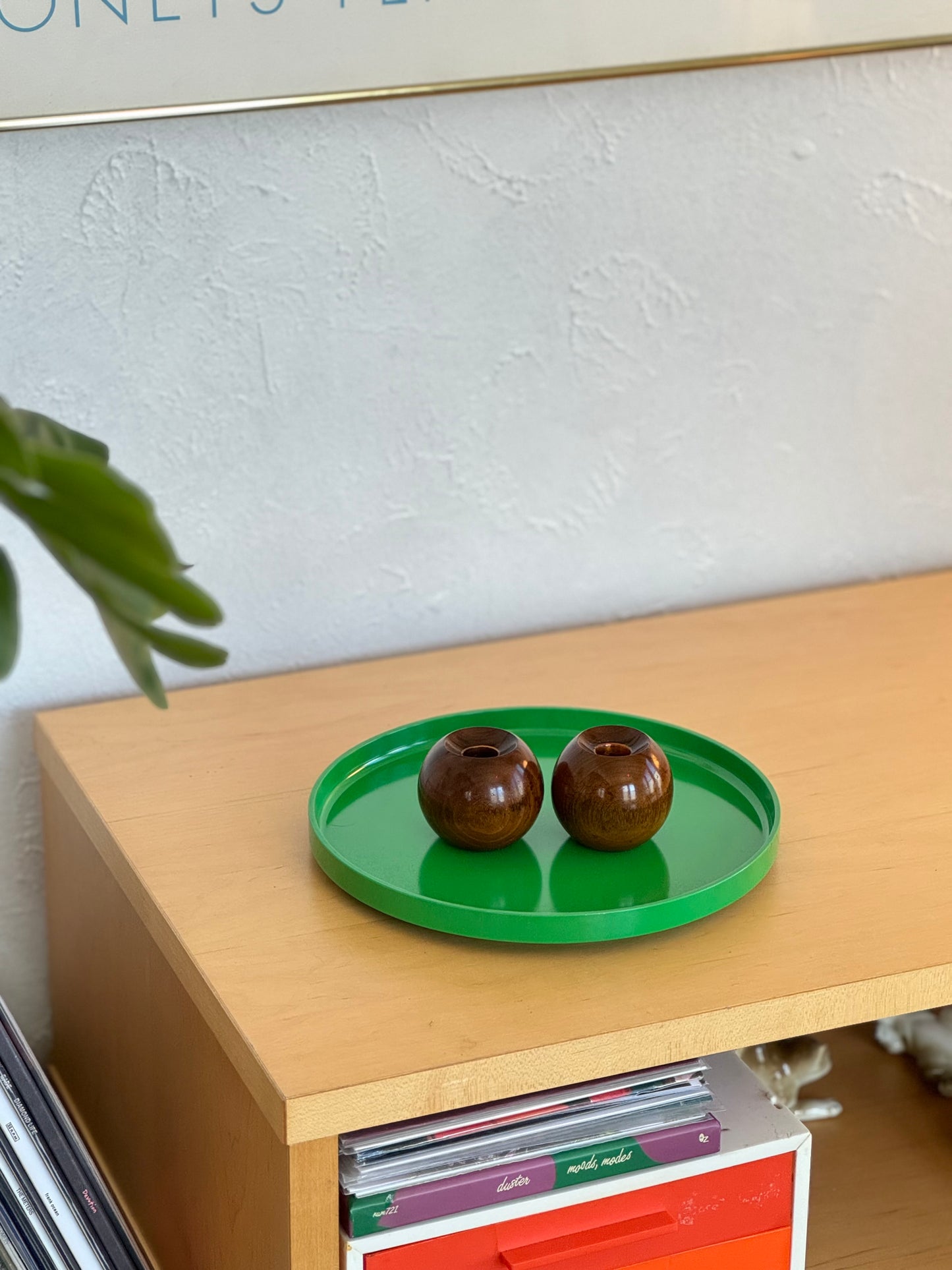 Walnut sphere MCM candle holders