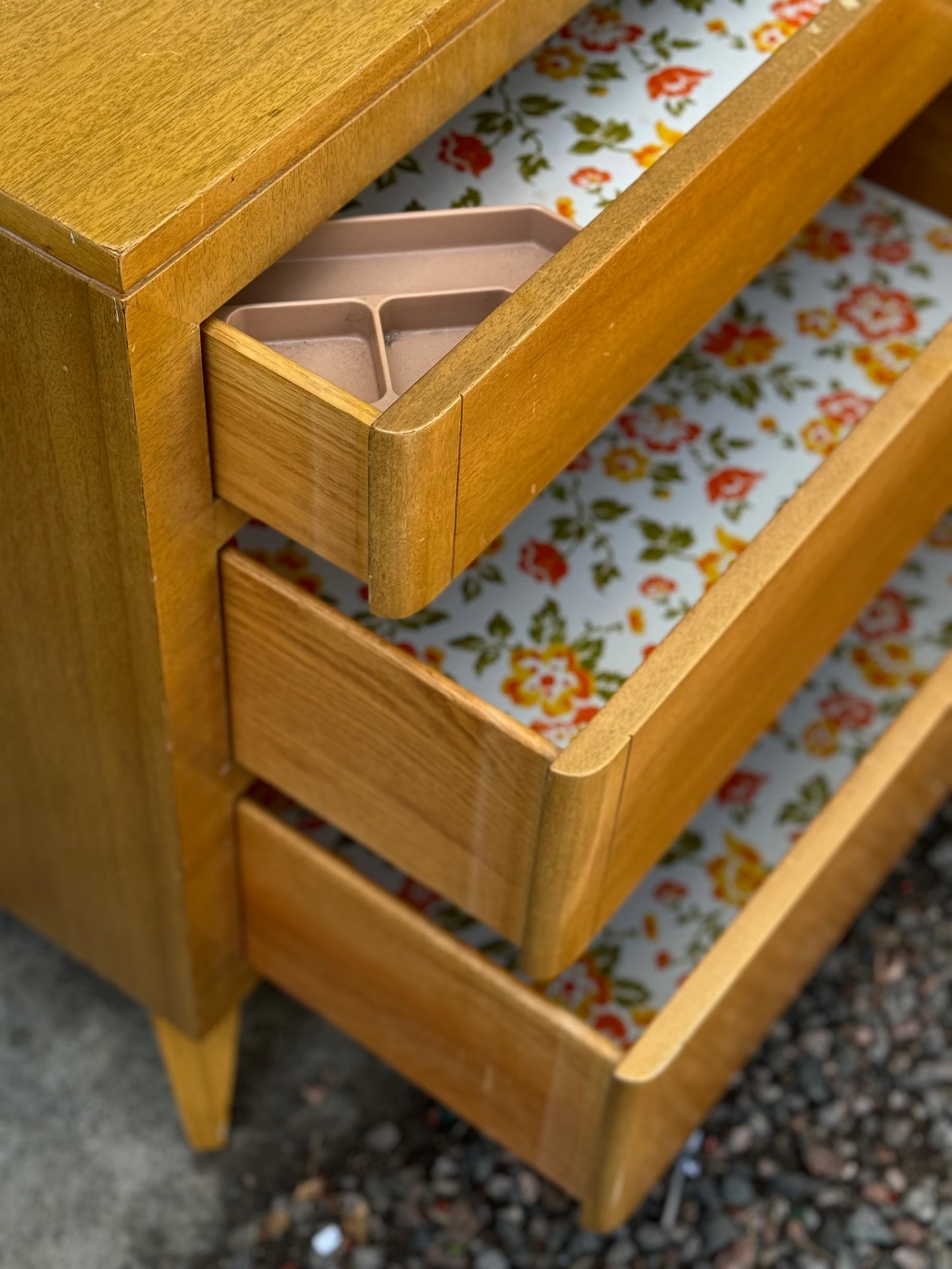 Solid blonde mahogany midcentury Rway dresser, 1960s