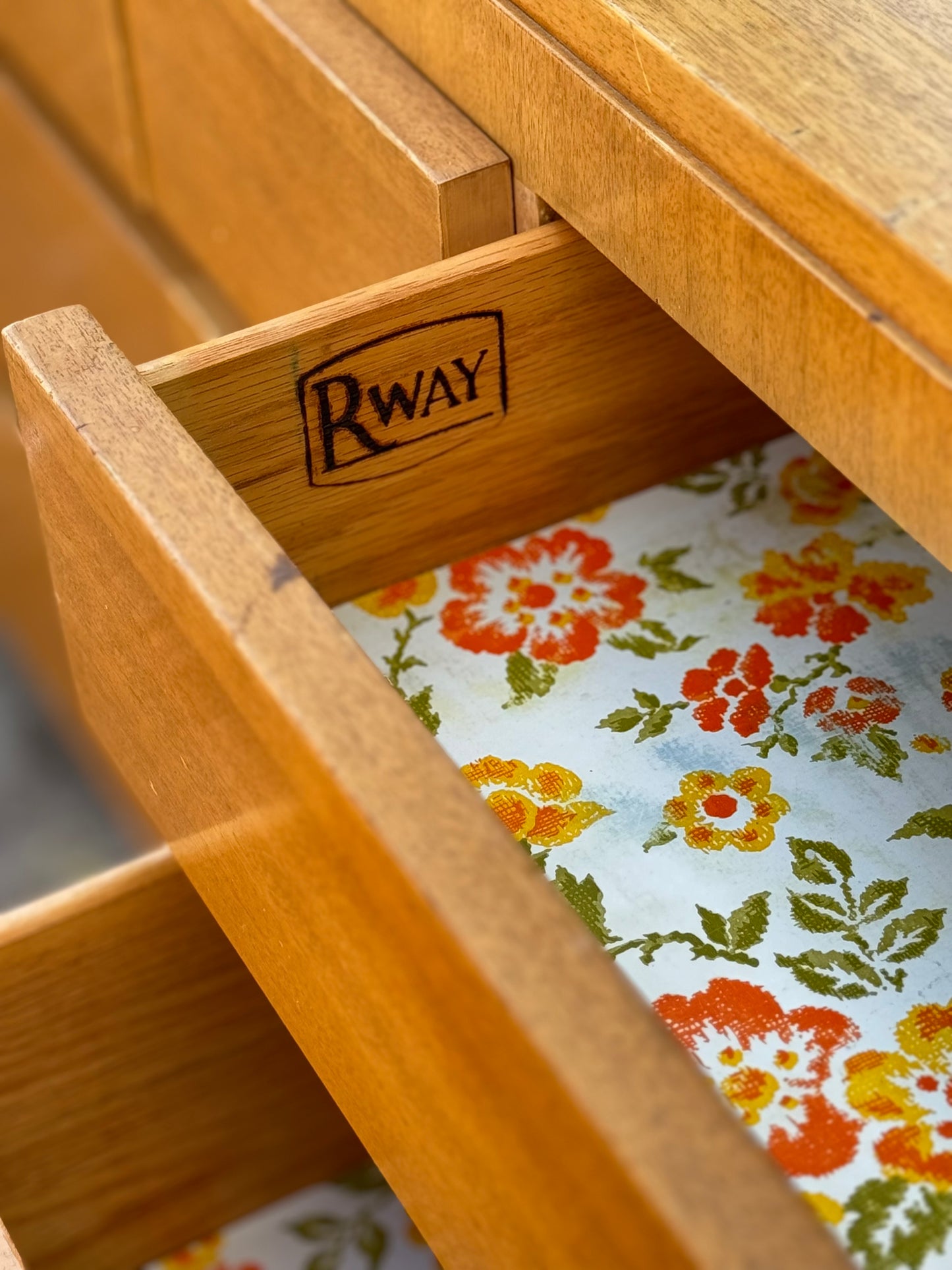 Solid blonde mahogany midcentury Rway dresser, 1960s