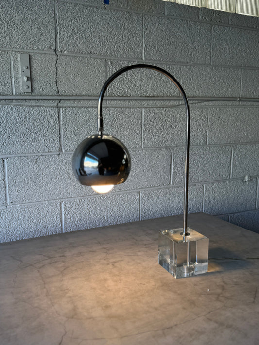 Midcentury chrome and lucite eyeball desk lamp