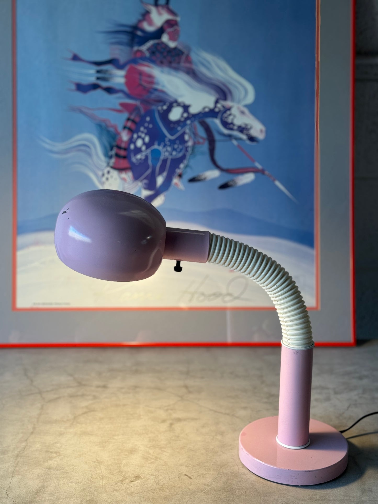 Baby pink gooseneck lamp