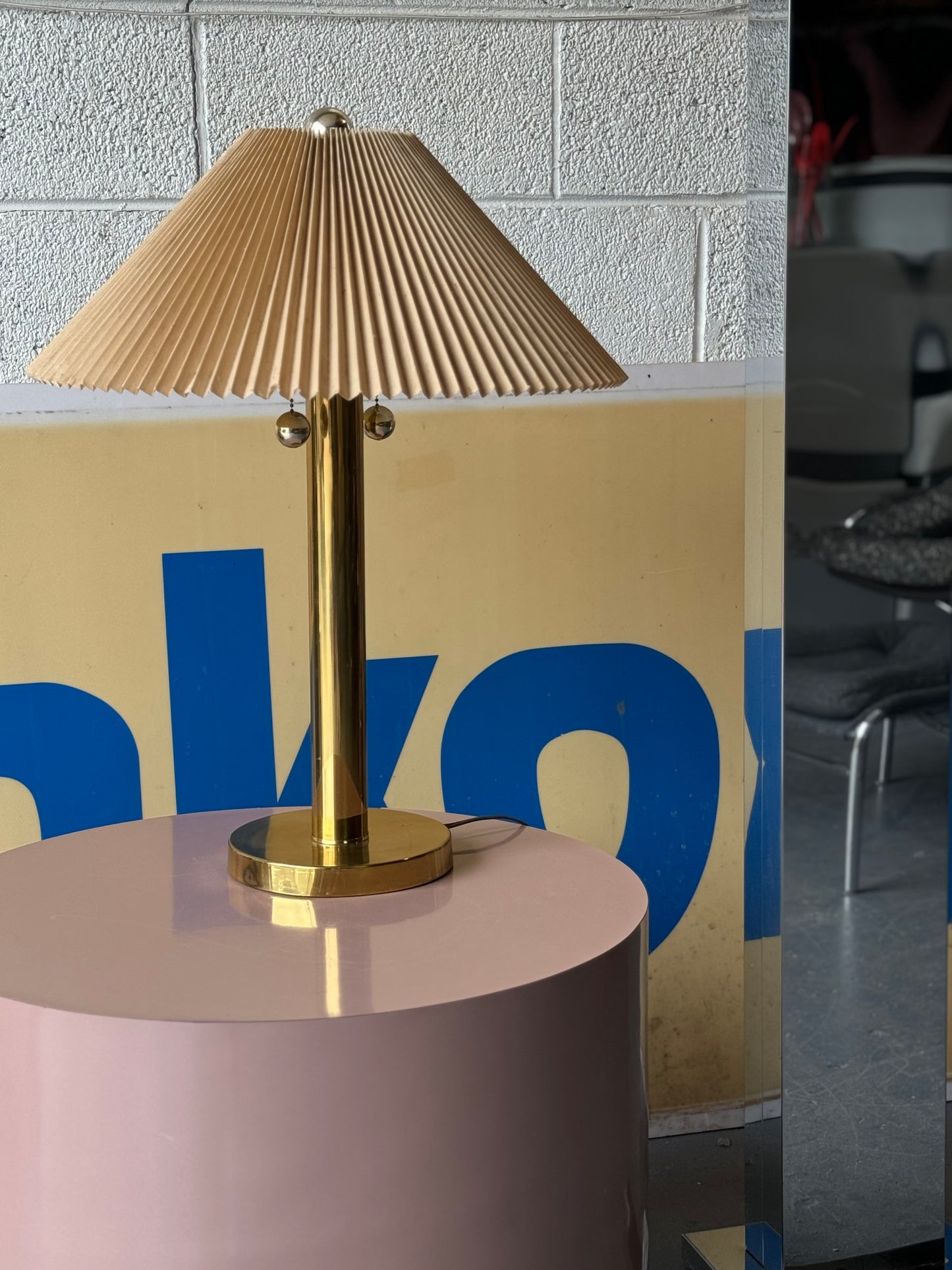 Chunky brass postmodern table lamp