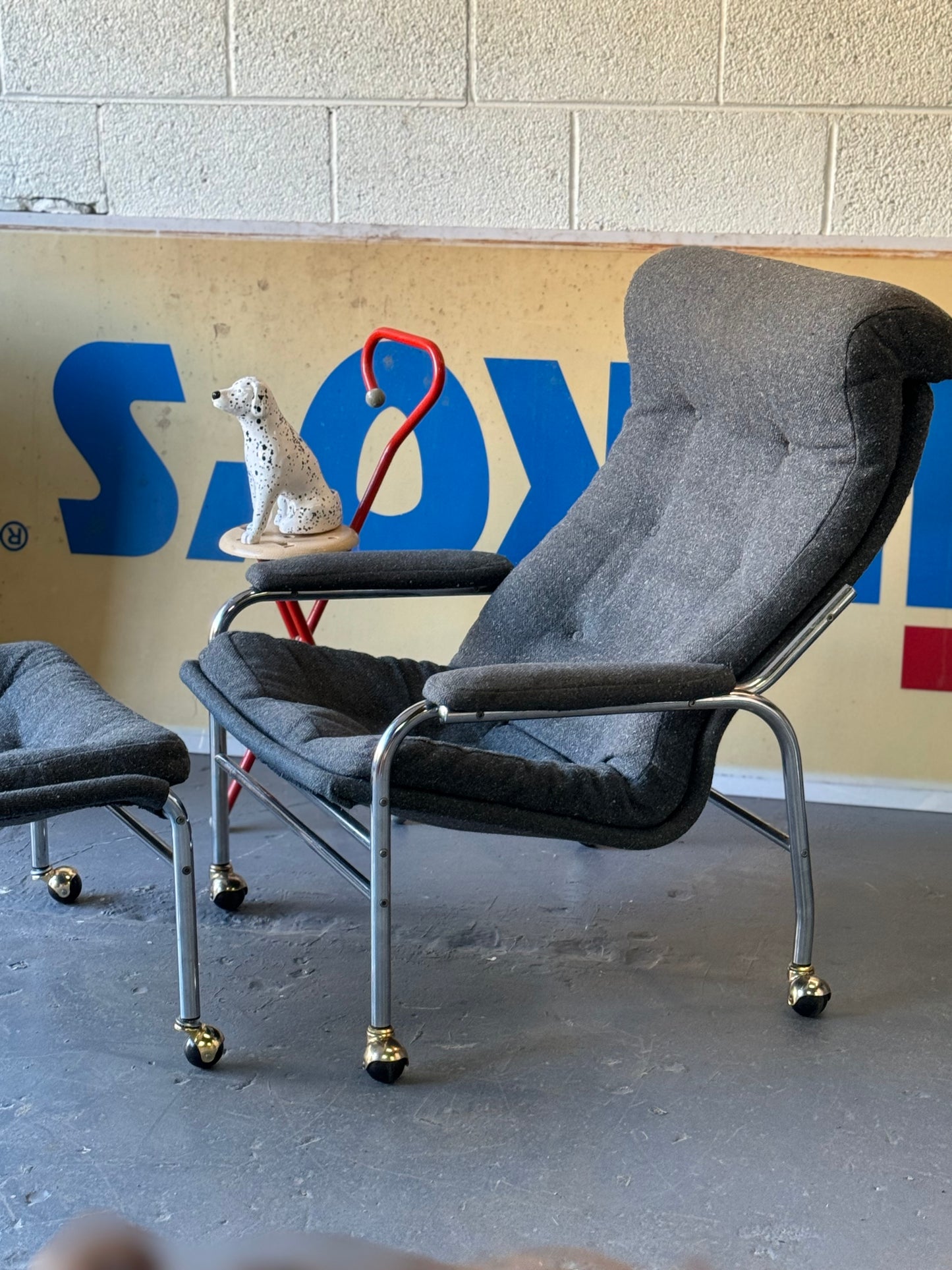 1979 Noboru Nakamura IKEA "Bore" lounge chair and ottoman