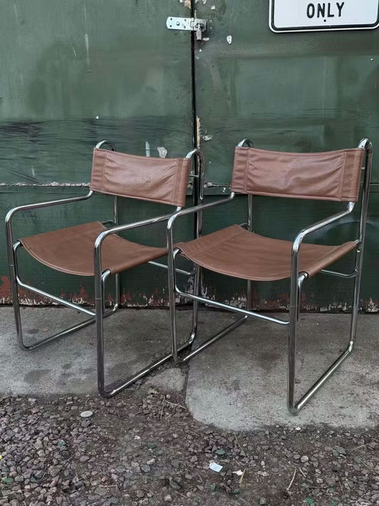 Vintage tubular chrome MCM sling dining chair